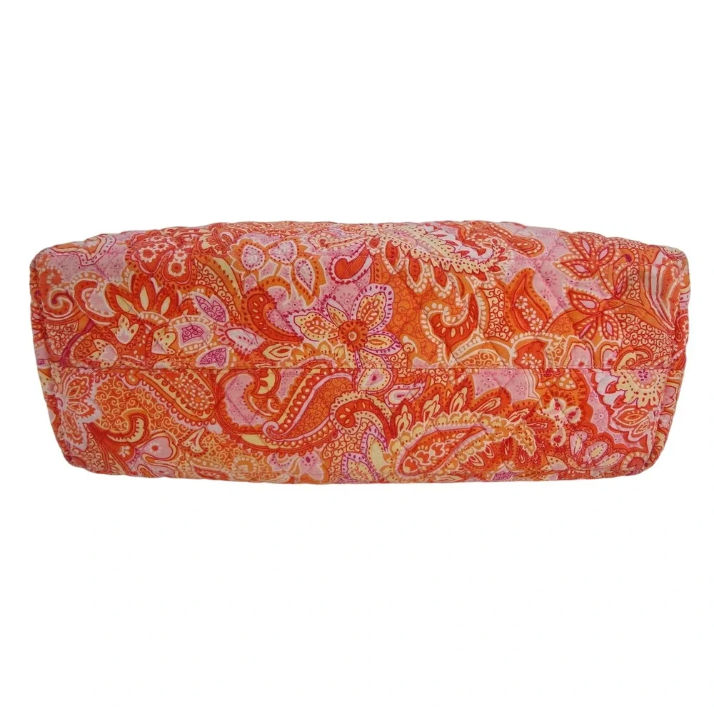 Vera Bradley Sherbert Paisley Quilted Cotton Tote Bag Orange Pink Yellow - Picture 6 of 8